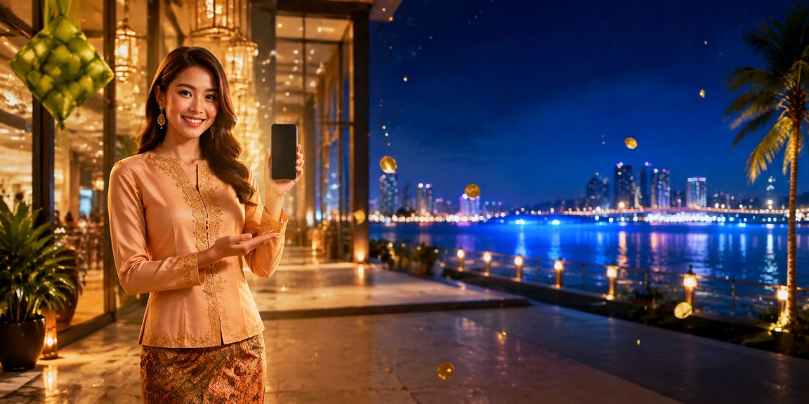 Aplikasi kasino plae8 di telefon pintar semasa perayaan di Johor