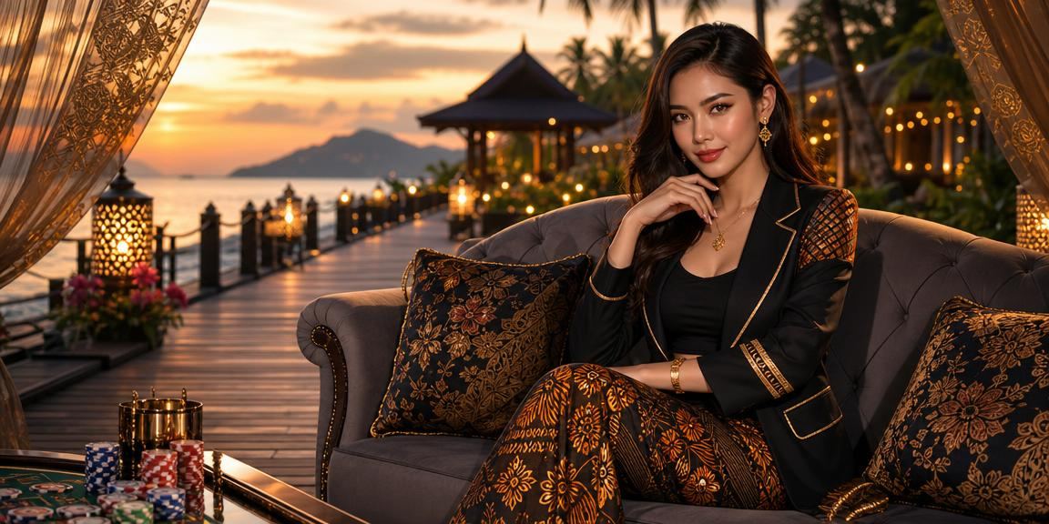 Pemain berbaju batik bermain di telefon pintar di Sabah